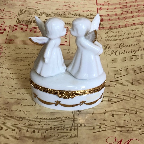 90's Lefton China Angels Trinket Box - Lefton Collectible - Angel Figurine - Picture 2 of 12